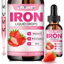 Liquid Iron dodatek pro ženy Muži a děti Multivitamin Železné Kapky s folátem, Vitamin C, B6, B12, Zink pro anemii, Nedostatek železa, Krevní stavitel, Energie - Přírodní jahodové aroma, Vegan 2 Fl Oz