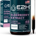 E2H Elderberry Syrup - Powerfull Antioxidanty dodatek z organické bezinky extrakt - Sambucus Elderberry Syrup pro děti a dospělé pro imunitní podporu - Non- GMO, Vegan - 2 Fl Oz