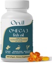 ORVIT Omega 3 Fish Oil Softgel 2000 mg - Ultimate EPA DHA Supplement for Men and Women - Burless - No Fishy Taste - Unflaured 180 Softgels - Organic, Non GMO - Made in USA