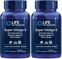 Life Extension Super Omega33 EPA / DHA Fish Oil, Sezame Lignans & Olive Extract - Heart, Brain, Zánět Zdraví Podpora, Gluten- Free, Snadno polykat, Non- GMO, 240 Softgels (Balení po 2)