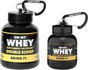 ONMYWHEY Protein Powder Container to Go - Cestovní vodní láhev Funnel pro směsi, Přenosné předWorkout Doplněk Kontejnery & Dipenser Funnels, Mini Presping doplňky Holder Keychain Lahve
