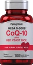 Piping Rock CoQ10 s červenou kvasinkovou rýží 124; 100 kapslí 124; s Alpha Lipoic Acid Faz124; Non- GMO, gluten zdarma dodatek