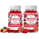 Lunakai Prenatal a Biotin Gummies Bundle - Těhotenství Multivitamin Gummy se železnou a listovou kyselinou - Vlasy kůže a nehty doplněk růstu s vitaminem C a E - 30 dní dodávky