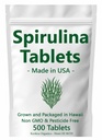 Spirulina Tablety - Made in USA - 500 Tablety - Grown in Hawaii - Non GMO & Pesticide Free