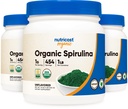 Nutricost Organic Spirulina Powder Neochucené, 1LB Kontejner pro 454 Servings (3 láhve) - Vegan, GMO zdarma a gluten zdarma