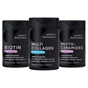 Sportovní výzkum Vegan Biotin 10,000mcg s kokosovým olejem, Multi kolagen pilulky (typ I, II, III, V, X) Hydrolyzované kolagen Peptidy s hyaluronickou kyselinou + vitamin C & Phytoceramids 350mg na Softgel