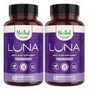 Nested Naturals Luna Sleep Aid - Non- Habit Forming Natural Sleeping pilulky pro dospělé s přirozeně sourced ingrediencí - Valerian Root, Melatonin, Heřmánek, Citrónový balzám, a další - 120 Vegan Kapsle