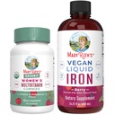 MaryRuth 's Multivitamine Gummies for Women (Cherry & Raspberry) & Iron Liquid Supplement (Berry) Yellow 124; Clean Label Project Overified ® Yellow 124; USDA Organic, Vegan, Non- GMO AII124; Beauty, Immunity & Celk Health