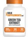 BulkSupplements.com Zelený čaj Extract Kapsle - Zelený čaj dodatek, Zelený čaj Extract 500mg, Zelený čaj Pills - Vegan & gluten zdarma, 1 kapsle per Serving, 180 Veg Kapsle (Balení po 1)