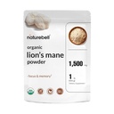 NatureBell Organic Lions Mane Powder 1,500mg Per Serving, 1lb current 124; All Fruiting Body & Mycelium Mushroom Source - Focus, Paměť, & Imunitní doplněk zdraví - Non- GMO, Vegan