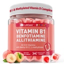 Vitamin B1 & Methylovaný vitamin B Complex Gummies - všechny B vitaminy, benfotiamin, thiamin & Inositol, Methylovaný B1 B2 B6 Multivitaminy, L- methylfolát, methyl B12 pro Nerve Cognition Energy, 60 Cts