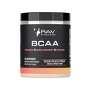RAW Synergies BCAA Powder - Vegan 2: 1: 1 Aminokyseliny s L-glutamin - Muscle Recovery, Endurance & Hydration Support - Sour Peach Rings, 30 Serings