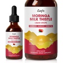 Mléko Thistle Játra Detox Kapky Apple Flavor - Vyčištění jater Detox & Opravy s Moringa, Pampeliška, Burdock & Green Tea - Bylinný tekutý dodatek pro podporu jater a zdraví jater, Vegan, 2 Fl Oz