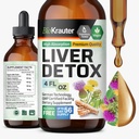 BIO KRAUTER ® Jaterní čisticí prostředek Detox & Opravy * - Veganská tekutá podpora jater s mléčným bodlákem, Chanca Piedra, Turmeric, Dandelion Root & Artichoque 700 mg - 4 Fl.Oz 56- Den dodávky - Alkohol & cukr zdarma