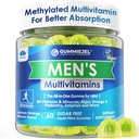 Mens Multivitamins Gummies, Methylovaný multivitamin pro muže, B komplex, minerály, Vegan Omega 3, Probiotický, enzym, Antioxidanty pro mužskou kompletní denní podporu, cukr zdarma, Vegan (bez železa) 60 Počet