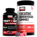 Force Factor Performance Bundle: Test X180 Max T- Booster (60 Smíšené Berry Gummies) & Creatin Monohydrát 5g (150 Meloun Gummies)