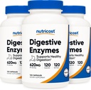Nutricost Digestivní Enzymy 620mg, 120 Veggie Kapsle (3 Lahve) - Kompletní doplněk k trávicímu enzymu