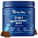 Zesty Paws Senior Dog Multivitamin Treats - Glucosamin pro psy + trávicí enzymy & Probiotika - Vitaminy zdarma a doplňky pro kůži & Coat + Imunitary Health Chicken - Advanced - 90ct
