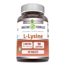 Amazing approvas L- Lysin 1000mg Amino Acid Tablets Doplněk 124; Non- GMO Az124; Gluten Free Az124; Made in USA (90 Počet)