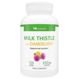 ML Naturals Milk Thistle & Dandelion Extract - 250mg Milk Thistle, 100mg Dandelion Root (Per Serving) 120 Kapsle