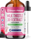 Mléko Thistle Drops s 80% Silymarin Flavonoids - Vegan, Non- GMO, Fast- Absorbing - Snadno míchejte s nápoji - Mléko Thistle Dodatek pro játra, imunitní péči a antioxidační podporu (Smíšené Berry, 60 ml)