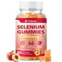 Selenium dodatek pro štítné žlázy Gummies 200mcg jako energetický booster pro ženy a muže, Broskvový ochucený (60 Počet balení 1 ml)