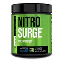 Jacked Factory NITROSURGE Pre Workout Dodatek - Energy Booster, Instant Strength Gains, Clear Focus & Intenzivní čerpadla - NO Booster & Powerful Preworking Energy Powder - 30 Servings, Blue Raspberry