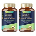 Totaria (2 balení) 5- in-1 Probiotická prebiotika & Postbiotika pro ženy Muži, 60 miliard CFU 24 Stravovací Enzymy, Slippery Elm, Daily Complete Gut Health, Digestive & Imunní Podpora