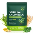 Spirulina Chlorella Kapsle 3100mg -Vegan Green Superfood, 50 / 50 Řasy Blend pro imunitní podporu & Energy -Bohaté na protein, Chlorofyl, Vitamíny & Minerály, 300 Kapsle