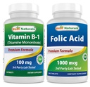 Nejlepší naturals Vitamin B1 jako thiamin mononitrát 100 mg & kyselina listová 1000 mcg