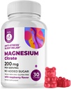 Dr. MORITZ Magnesium Citrátové gumy pro dospělé - Bezcukerné Magnesiové gumy - Podporuje kardiovaskulární zdraví - Raspberry Flavor - Non- GMO, 200 mg (30 Počet)