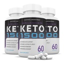 (3 Pack) Advanced Keto 1500 Keto pilulky 1275MG Nová a vylepšená formule obsahuje jablečný ocet extra panenský olivový olej Powder Green Tea Leaf 180 Kapsle