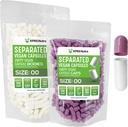 XPRS Nutra Vegan Velikost 00 Oddělené kapsle - 500 Hrabě Premium Prázdné kapsle Oddělené v sáčcích - 00 Pills Prázdné pro DIY Supplement Filling (Lavender / White)