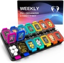 Extra Large Weekly Pill Organizátor 2 Times A Day - vzduchotěsný Pill Box 7 Day - Am Pm Vitamin Case - Medicine Container Dva týdny Dodatek Holder Denní Medikace Skladování XL Dvakrát Med Sorter Cute
