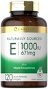 Carlyle Vitamin E se smíšenými tokoferoly CLAS124; 1000 IU CLAS124; 120 Softgels CLAS124; přirozeně sázený doplněk CLAS124; Non- GMO a gluten Free Formule