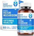 Bold Botanica Reishi Houbové kapsle - 100% ovocný orgán - Koncentrovaný organický Reishi extrakt pro imunitní podporu & Core Wellness - No Mycelia & No Grain - 60 Vegan Kapsle