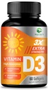 Vitamin D3 5000 IU Softgels (125 mcg) - Extra síla Vitamíny D- 3 Dietní doplněk pro kosti, zuby, svalové zdraví a imunitní podpora, rychlé Absorbtion Mini D Softgel, Non- GMO, Gluten Free - 60 Počet