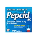 Pepcid AC Original Strength Heartburn Relief Tablety, OTC medicína Prevents & Relieves Heartburn Vzhledem k kyselé otravě a zápachu žaludku, 10mg Famotidin Acid Reducer, Fast- acting, 90 ct