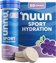 Nuun Sport Electrolyte Tablety s hořčík, vápník, draslík, chlorid & sodík, gluten zdarma & Vegan, Grape, 8 balení (80 Služeb celkem)