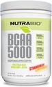 NutraBio BCAA 5000 Powder - fermentované aminokyseliny s rozvětveným řetězcem pro růst a obnovu svalů - Přírodní aromata, sladkosti, a zbarvení, Vegan, gluten zdarma - Jahodová limetka, 60 Služeb