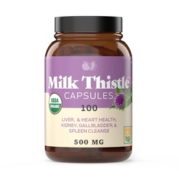 Kompletní přírodní produkty Čisté organické mléko Třtinové kapsle - 500 mg Silymarin prášek 100 pilulek