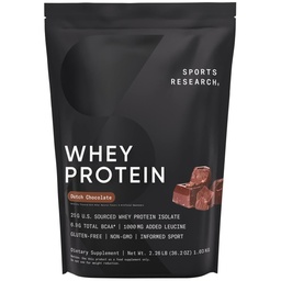 Sportovní výzkum Syrovátkový protein izolát - Sportovní nutriční protein prášek 25g na servírování - 2.27lb sáček syrovátkový protein - Holandský čokoládový prášek z řas, 25 porcí