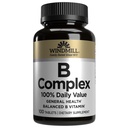 Windmill Natural Vitamíny B Komplex (100% denní hodnota), Zvýšení výroby energie a podpora metabolismu, 100 Tablety, 100 Servings