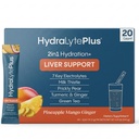 Hydralytová jaterní podpora + Electrolyte Mix s mléčným bodlákem, kurkuma, zázvor, zrnitá hruška, zelený čaj extrakt připravený pro rychlou rehydrataci (ananasový mangový zázvor, 20 Packets)