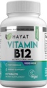 HAYAT Vitamíny Vegan Natural Vitamin B12 1000 MCG, Dietní dodatek pro podporu metabolismu energie, 2 měsíce dodávky, Všechny přírodní, Certified Halal, 60 Tablet, Made in USA