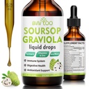 Soursop Graviola Liquid Drops - 2000mg Čisté Soursop Extract Směs s 300mg Moss Moss & 100mg Elderberry - Výkonná buněčná podpora, Antioxidant- Rich, Immune- Boosting - 2 Fl Oz (60ml) Lahev