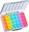 Daviky Weekly Pill Organizátor 4 krát denně, Moisture-Proof Pill Box 7 Day, Daily Pill Case Medicine Organizátor Box Easy to Carry, Travel Pill Organizátor s 28 Compartments to Hold Vitamíny & Meds