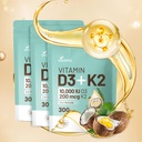 Vitamin D3 10000 iu Plus K2 (MK-7) 200 mcg, 300 Coconut Oil Softgels CLAS124; 2 in 1 VIT D & K Complex CLAS124; Podporuje absorpci vápníku, kosti, imunitní, & Heart Health - Snadno spolknout (900 Softgels / 3 Bag)