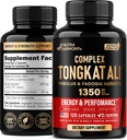 Tongkat Ali Men 1350mg Complex - Fadogia Agrestis phar124; Tribulus Terrestris - Energy, Strength & Performance Support - Extra Strength 200: 1 Extract - 3rd Party Tested, Made in USA - 120 Capsules / 2 Month