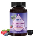 Natural Black Elderberry Gummies 150mg, Elderberry Fruit Extract with Vitamin C and Zinek, Herbal ElderCraft ® Gummies Denní imunitní podpora pro děti a dospělé, 60 Počet